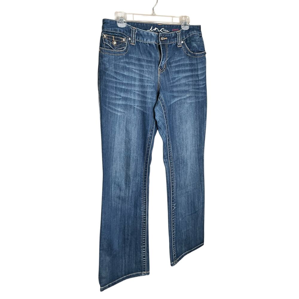 INC International Concepts Curvy Fit Boot Leg Jeans Low Rise Blue Size 10‎ NEW